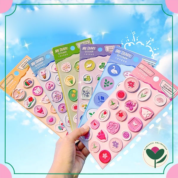 

My diary sticker timbul emboss pvc wax sticker lucu deco stiker cute aesthetic journaling diy MK1855