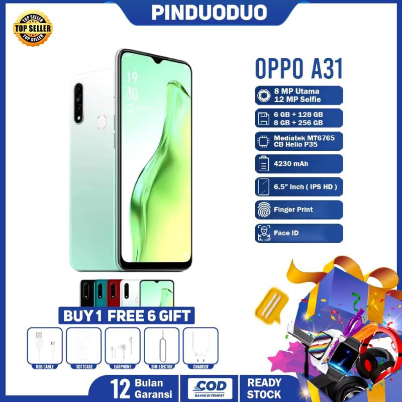 Hp Smartphone OPPO A31 RAM 8/256GB 4G NEW LTE Dual Sim Garansi 1 Tahun Grosir