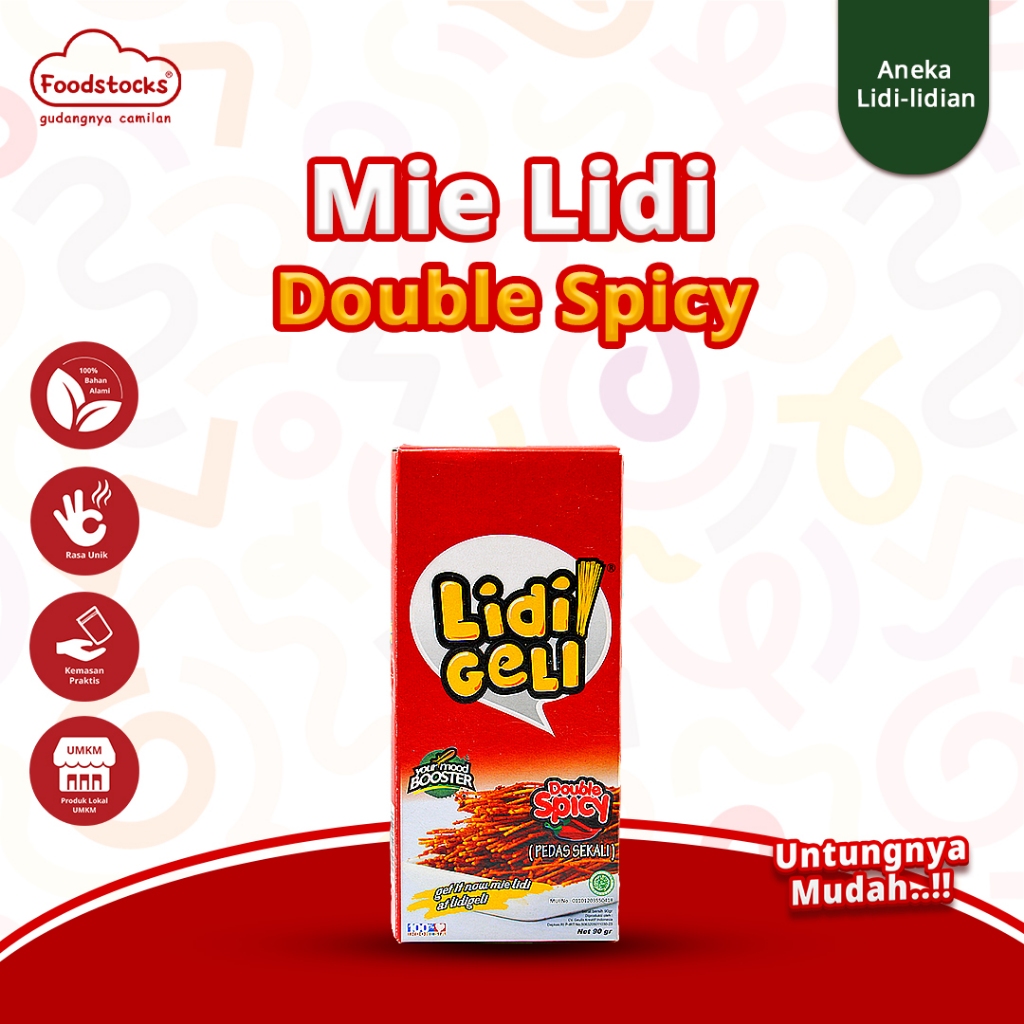 

Mie Lidi Geli Rasa Double Spicy 90gr Snack Kekinian