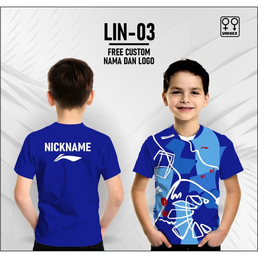 Jersey badminton anak baju bulu tangkis lin terbaru free custom nama dan logo