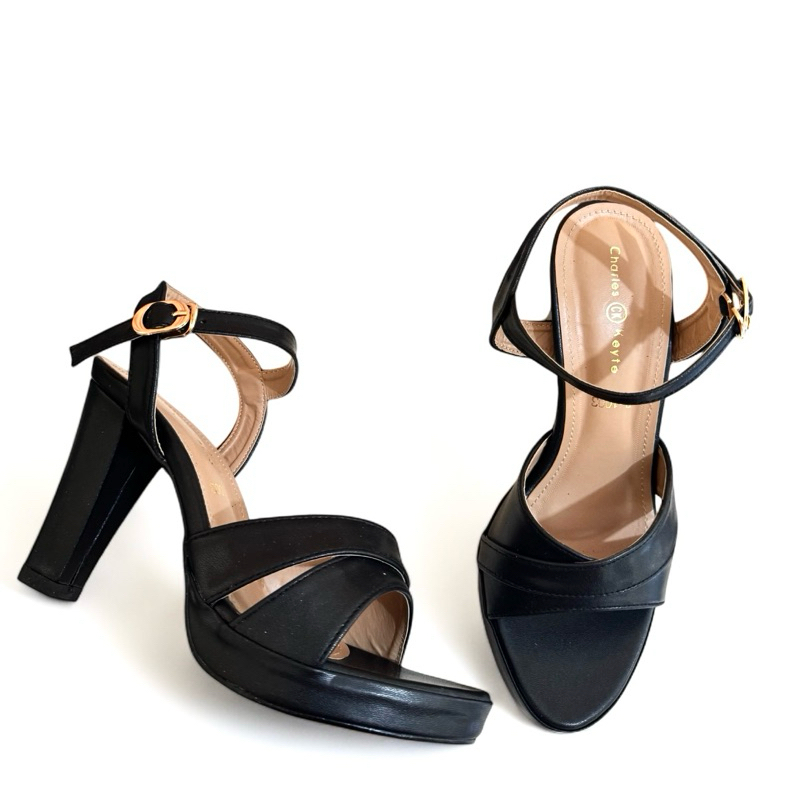 SOFIYA 1220-11 - NOLAA HIGH HEELS WANITA SLOP BK SILANG TINGGI 9cm DOFF GLOSSY