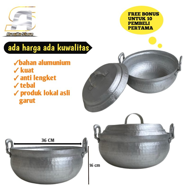 panci sayur ujuran jumbo 36 cm bahan alumunium khas garut tebal
