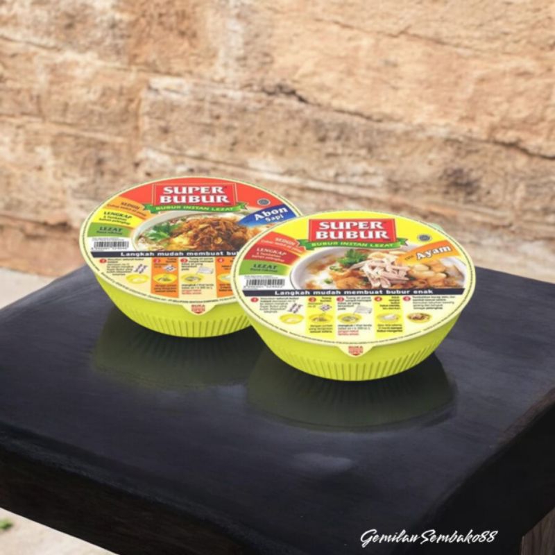 

SUPER BUBUR CUP 67 GRAM RASA AYAM & ABON SAPI / BUBUR INSTAN LEZAT