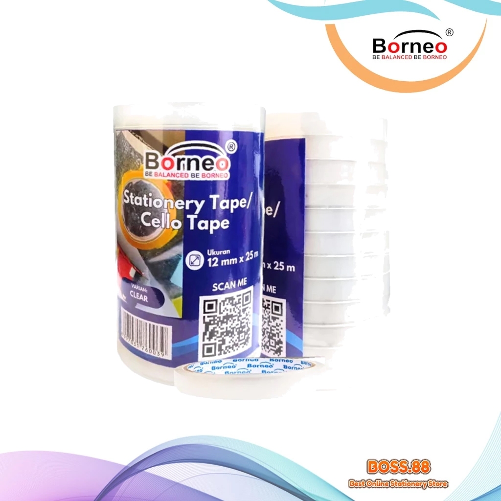 

CELLOTAPE / ISOLASI BORNEO 12 MM X 25 M CORE BIRU (1 SLOP)