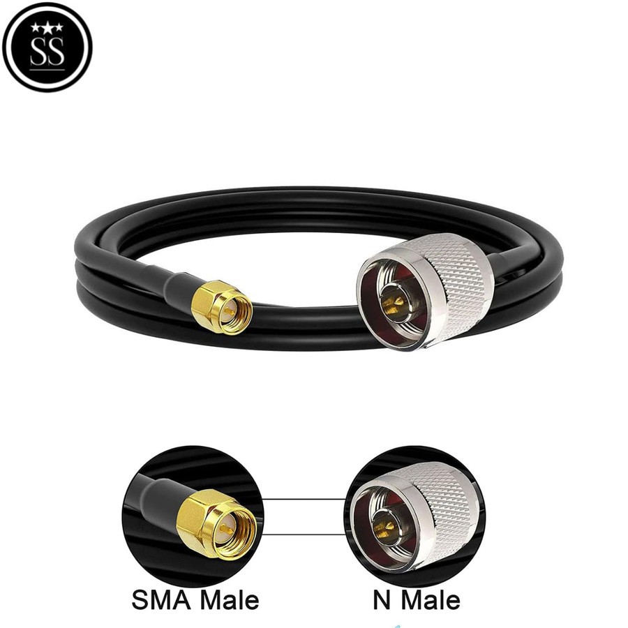 Cable Pigtail SMA Male - N Male/Kabel Perpanjangan Antena SMA Male - N Male RG58 25M