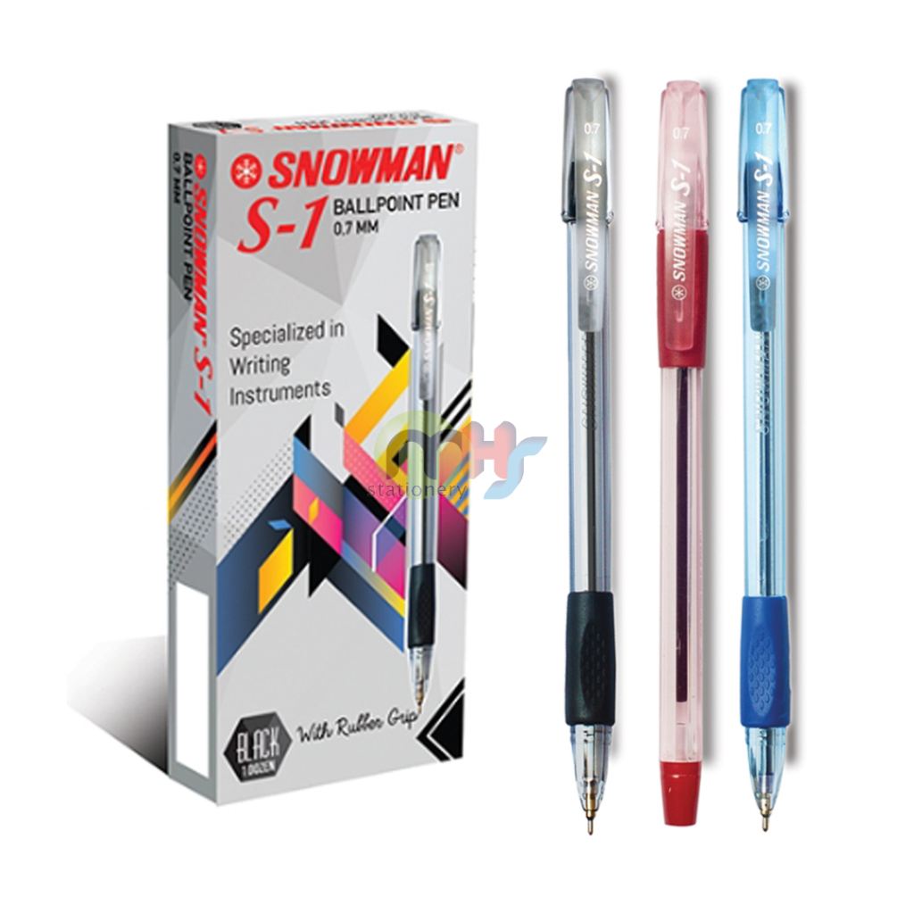 

Bolpoin Pulpen Ballpoint Semi Gel Pen Pena Snowman S1 S-1 1 Box 12 Pcs Hitam Biru Stationery
