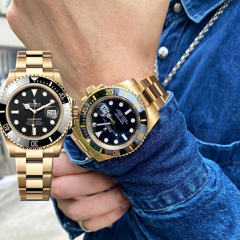 【100% ASLI】Original Jam tangan Rolex Submariner Black Gold Water Ghost M126618LN-0002 Automatic 18CT