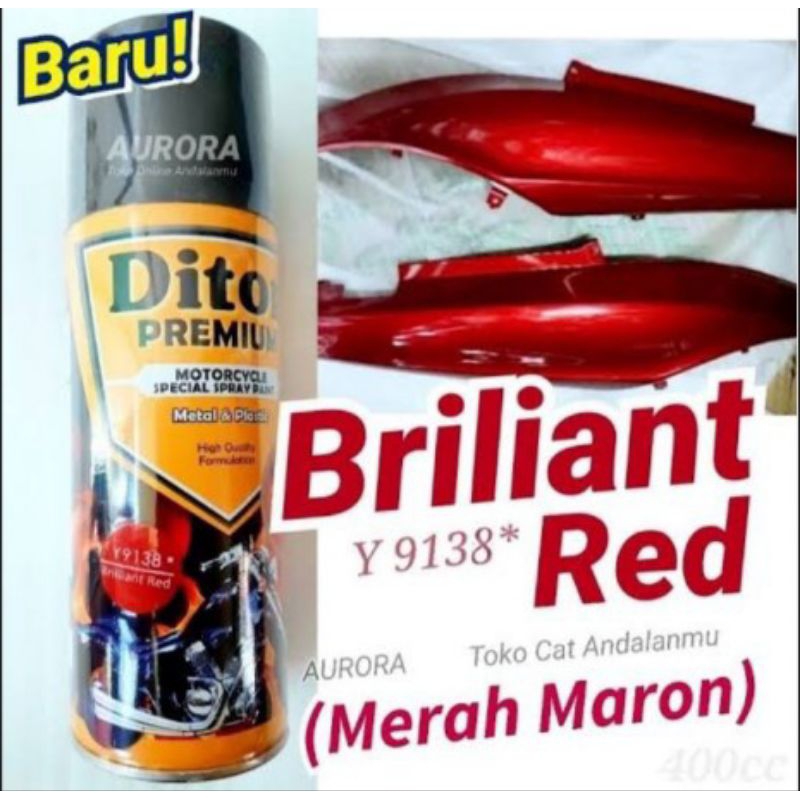 Cat Pilok Diton Premium 9138 Brilliant Red 400ml Brilian Berlian Merah Maron Maroon Tua Gelap Met Me