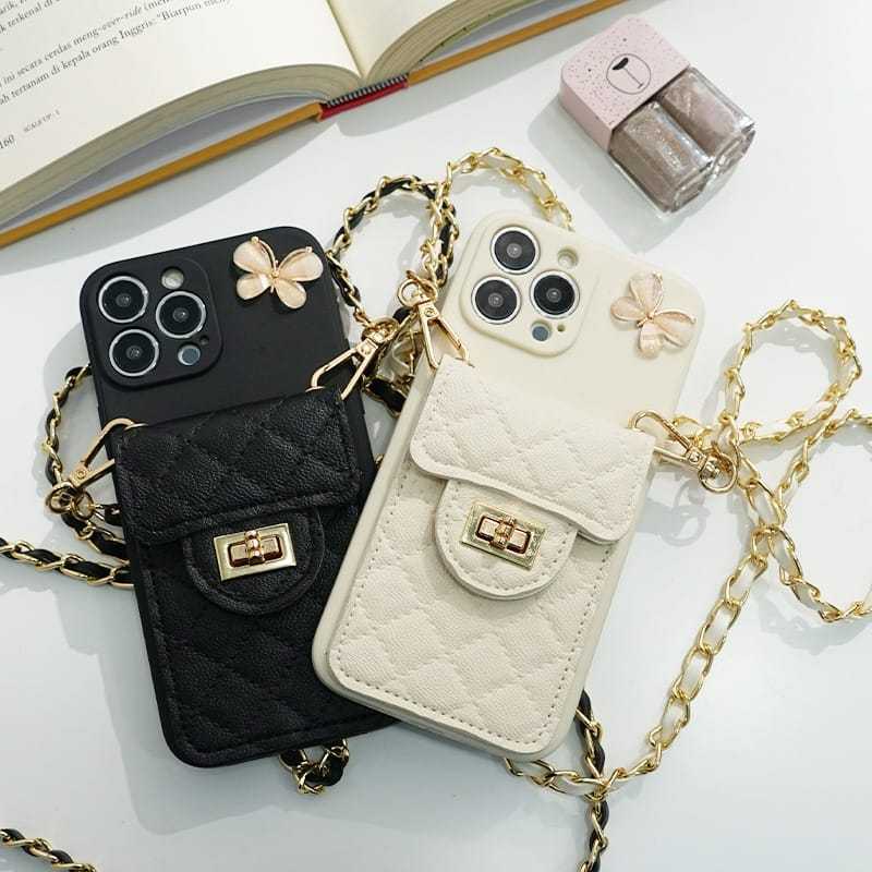 [CDK-V] Case Dompet Kupu Kupu + Tali Rantai For Vivo Y19s (New) Case Dompet Unik | Case Dompet Wanit