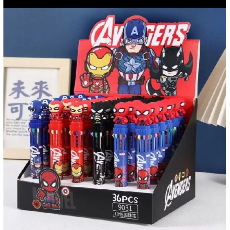 

(1Pcs) Pulpen 10 Warna Karakter Lucu / Pulpen Cetek 10 Warna Fancy Avengers