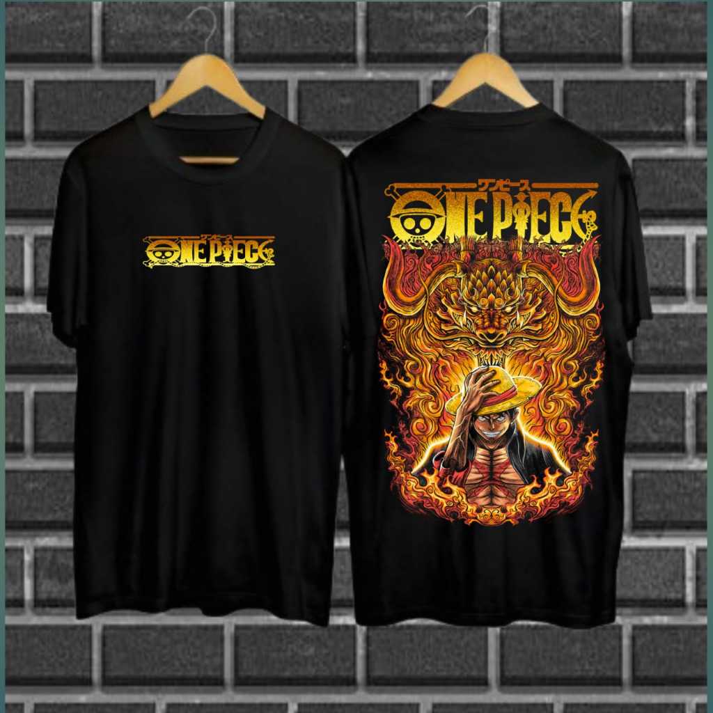 Baju Kaos Distro Motif OnePiece Gold/ Atasan Cowok Lengan Pendek Terlaris / Pakaian Pria Ngetren