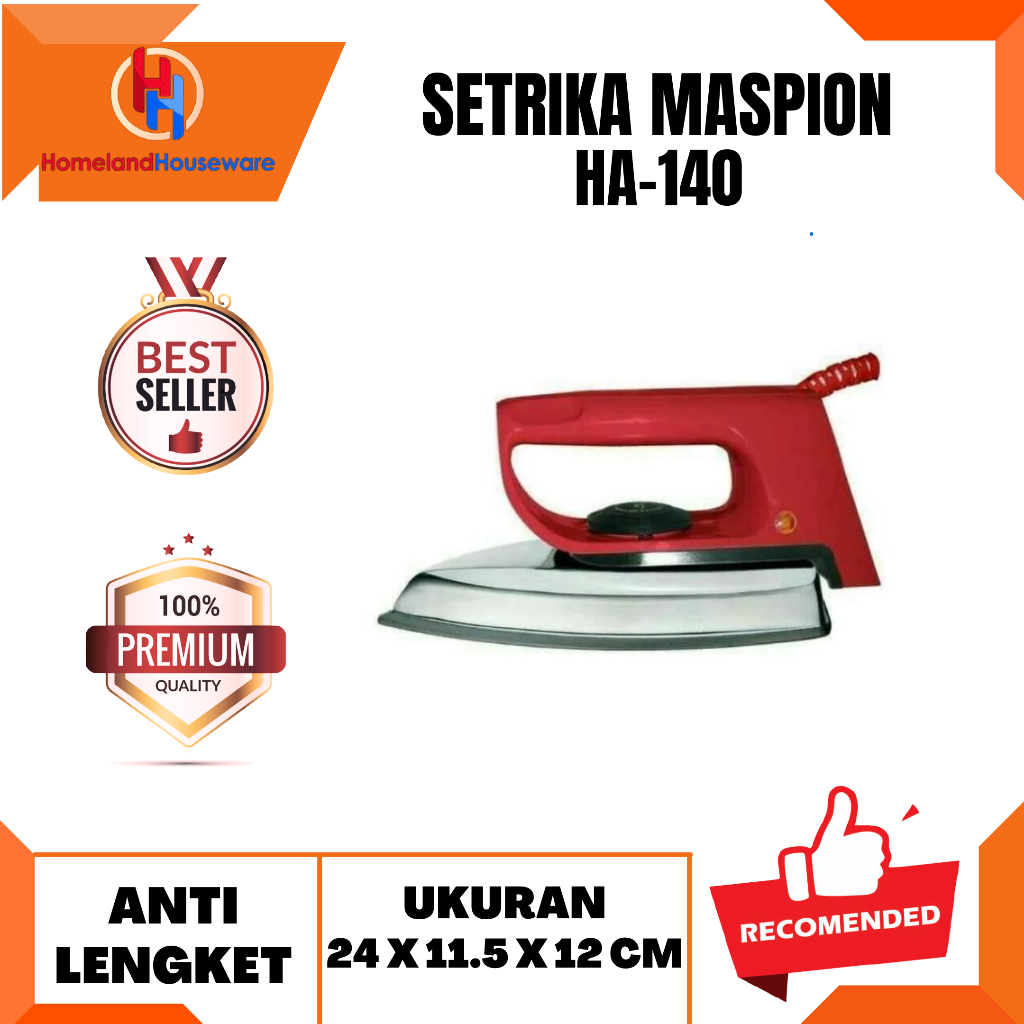 SIAP KIRIM-READY MADIUN/SETRIKA MASPION HA-140/SETRIKA LISTRIK MASPION HA-140/SETRIKA ANTI LENGKET M