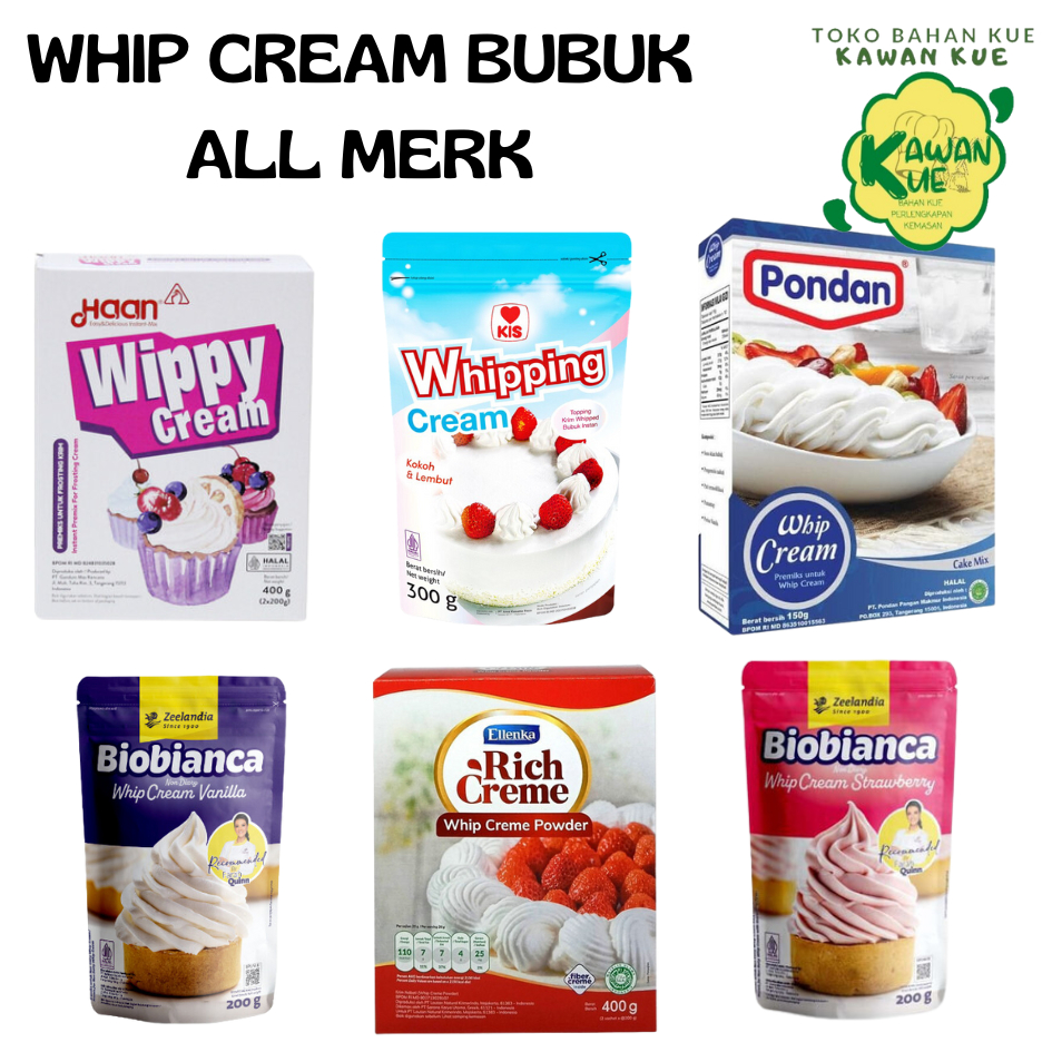 

WHIP CREAM BUBUK KEMASAN KOTAK DAN POUCH / HAAN - KIS - PONDAN - BIO BIANCA - ELLENKA RICH CREAM