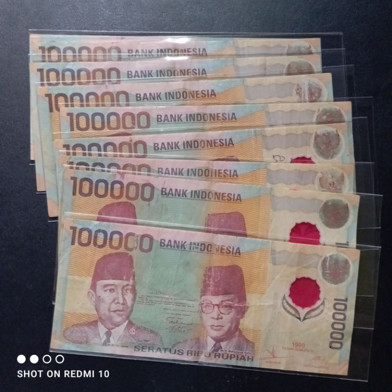 uang plastik polimer kuno 100000 sukarno-hatta tahun 1999 bekas beredar asli