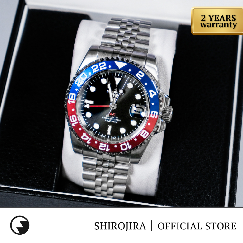Shirojira Seiko Mod Submariner GMT Pepsi Automatic Nh34 Dual Time Zone