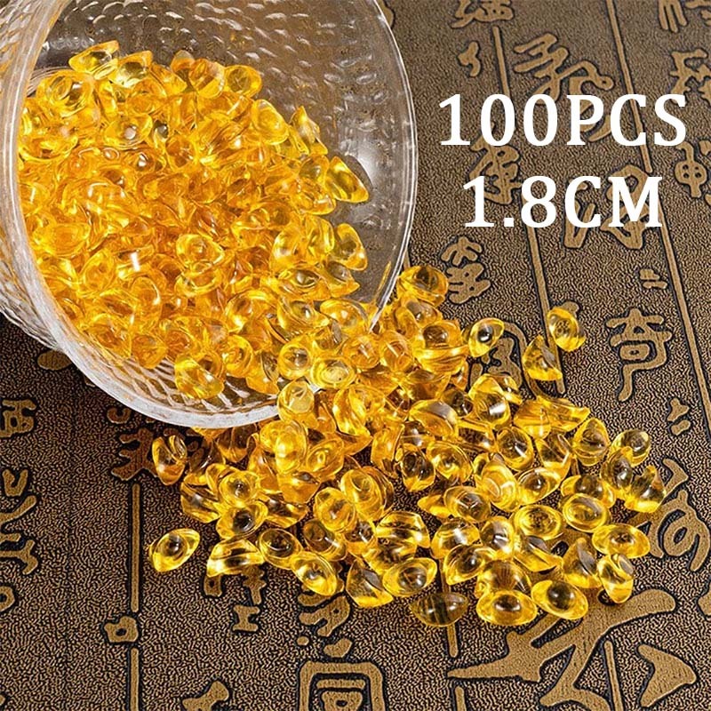 100 Pcs Batu Kristal Yuan Bao Lucky Yuan Pao Yen Pao Mini Dekorasi Yuan Bao