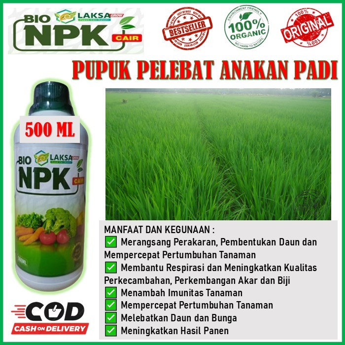 PROMO COD - Pupuk organik NPK Laksa Grow Obat Semprot Pelebat Padi - Pupuk Kilat Pelebat Tanaman Pad