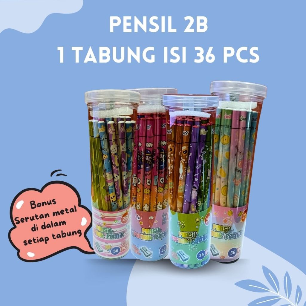 

Pensil 2B isi 36Pcs/Pensil tulis 2B isi 36pcs per tabung bonus serutan metal di setiap tabung