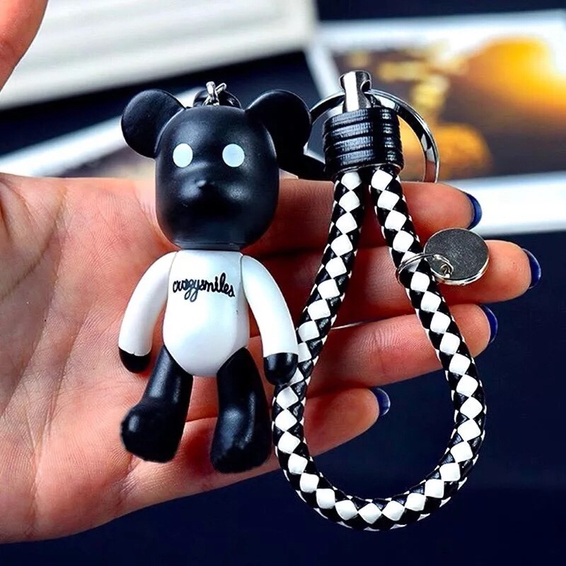 Aksesoris Tas Gantungan Kunci Boneka Bear Beruang Hitam Putih 3D