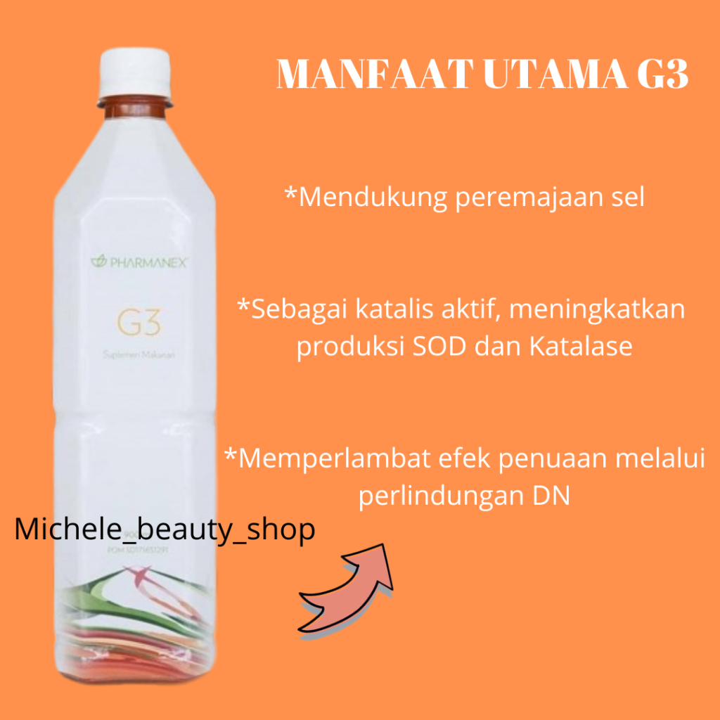 

Jus G3 Original 1 Botol/G3 Kesehatan / Minuman Kesehatan/Perawatan Tubuh EXP 04/2026