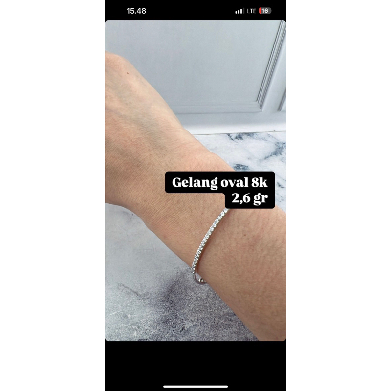 gelang tangan oval keroncong emas muda emas putih 8k