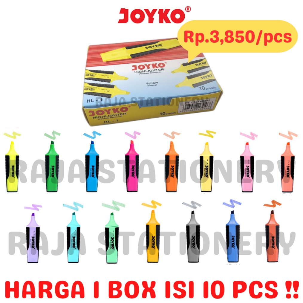 

KODE S76W Joyko HIGHLIGHTER PASTEL NEON COLOUR PENANDA JOYKO WARNA NEON PASTEL BOX 1PCS