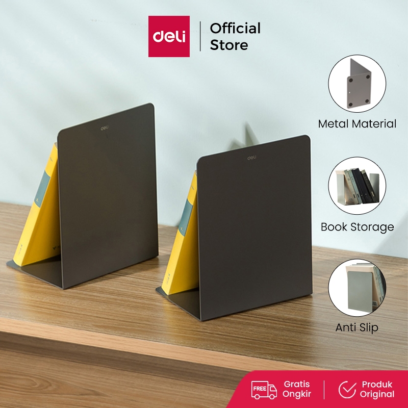 

Deli Penahan Buku / Pembatas Buku Majalah 2pcs/Pack Bahan Metal Adjustable 78650
