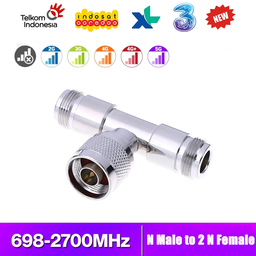 1PC N Jack Pria ke 2 N Adaptor RF Wanita N Tipe Triple T 3-Way Splitter Antena Konektor Untuk Repeat