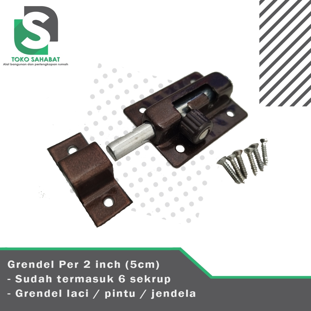 Grendel laci pintu per VOC / Grendel tekan / Tower bold 2 inch