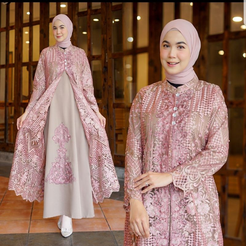 AKILA SET(outer+iner) /Gamis pesta Mewah Gamis Cardigan Gamis kondangan