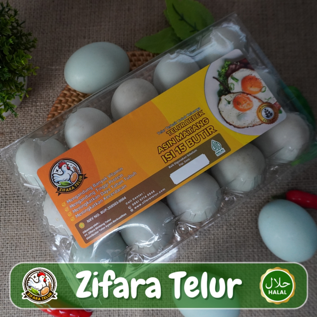 

Zifara Telur - Telur Bebek Asin Matang Premium Kemasan Higienis isi 15 Butir