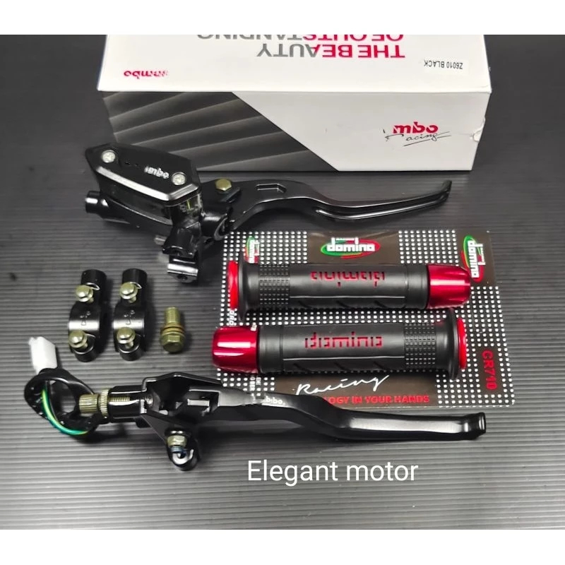Paket master rem tabung tipe oval + Handgrip Dominoo + Jalu stang cnc / Universal Untuk Semua Jenis 