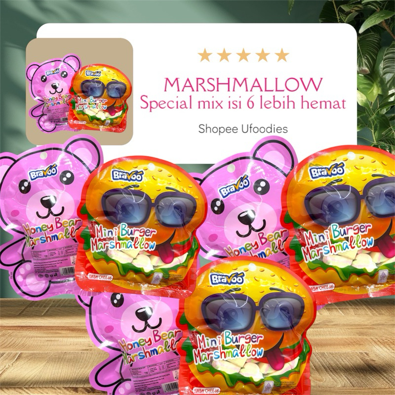 

ISI 6 MARSHMALLOW HONEYBEAR & MINI BURGER BRAVOO 12g HALAL BPOM MUI