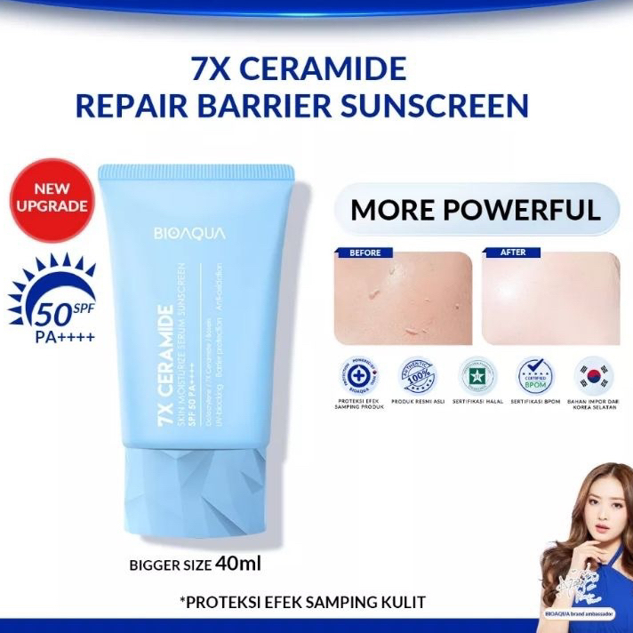 BIOAQUA 7X Ceramide Serum Sunscreen SPF 50 PA ++++ Sunscreen Gel Sunblock Wajah 12H Sun Protection 0