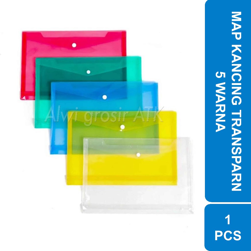 

Map Plastik Kancing Transparan 5 Warna | 1 Pcs