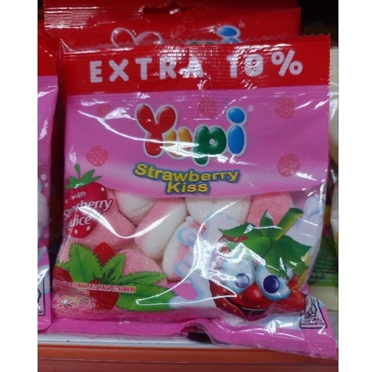 

Yupi permen strawberrykiss / applering /neonstik / babybear / milkymoon 45g