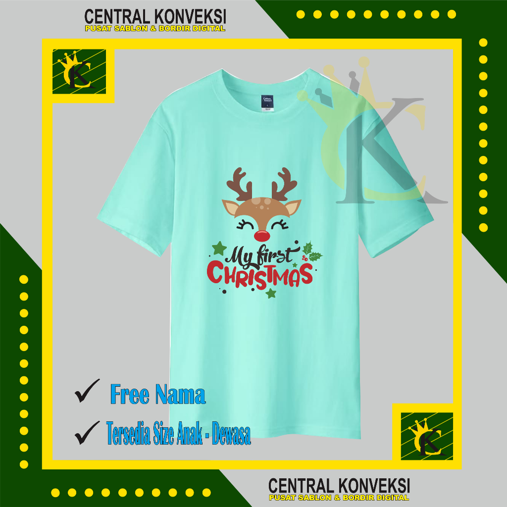 Kaos Natal Merry Christmas Kepala Rusa / Baju Kaos Natal Merry Christmas Anak Dan Dewasa