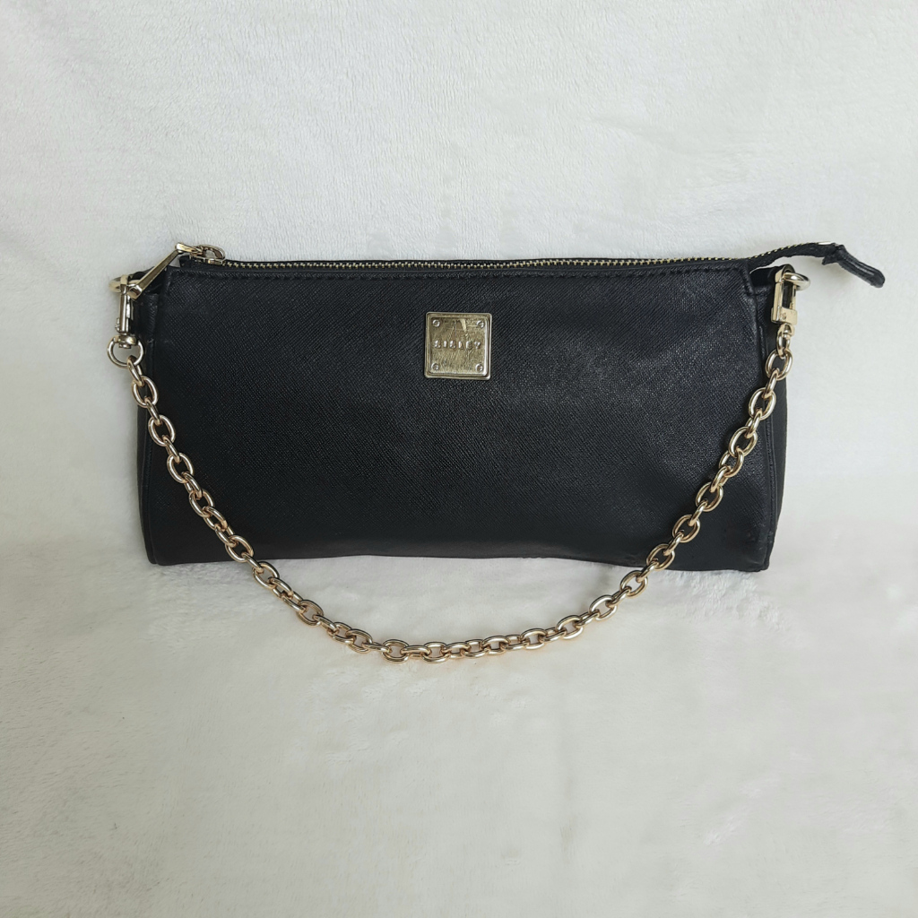 [PRELOVED] Tas kulit asli Tas tangan handle bag handbag Tas Pesta Clutch warna Hitam Original SISLEY