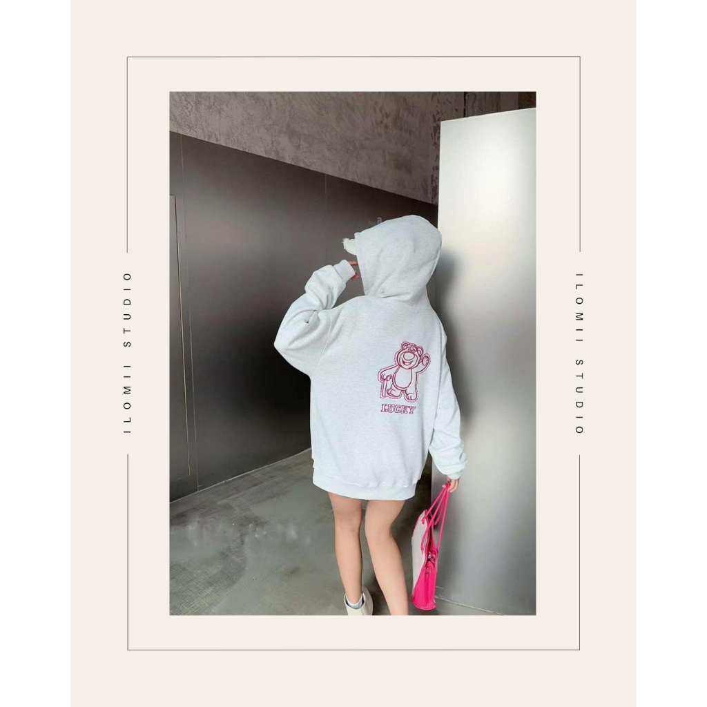 Hoodie Wanita Oversize Pink Panther Character