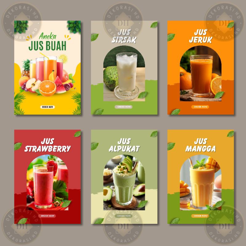 Hiasan Dinding Menu Minuman Jus Poster Kayu Rumah Makan Pajangan Dinding Wall Decor