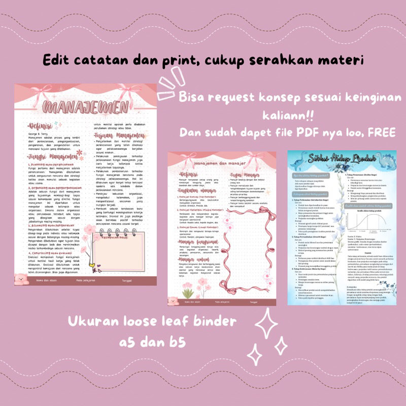 

Edit catatan dan cetak/print dalam bentuk Loose leaf binder