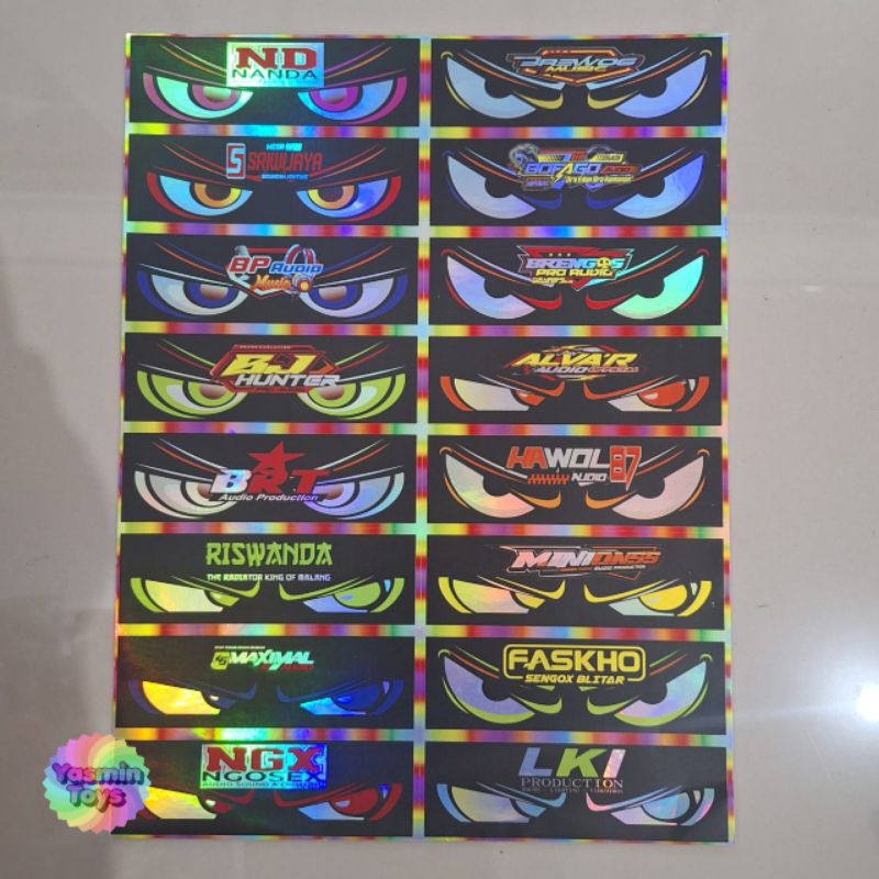 

Stiker hologram mata logo sound perlembar isi 16pcs