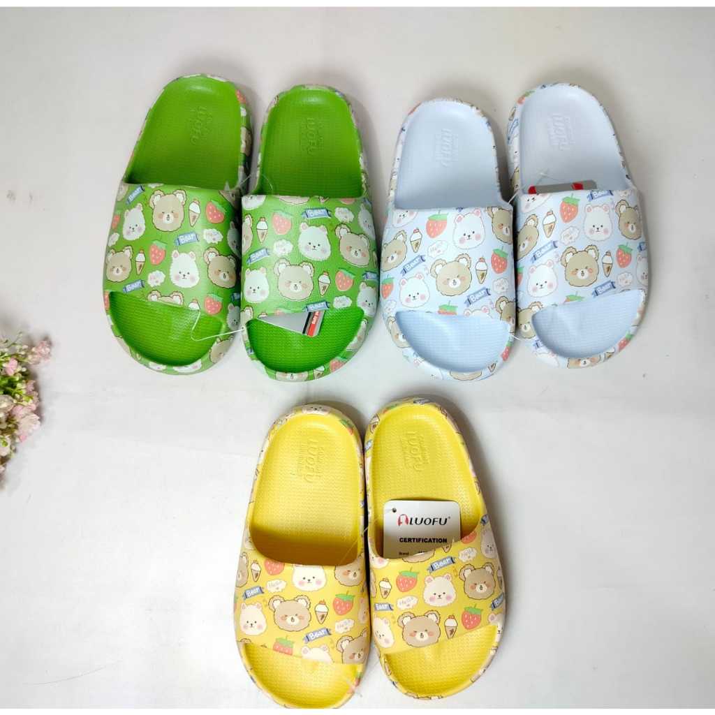 LUOFU Sandal Selop Anak Jelly Karet Eva Motif Beruang 1620