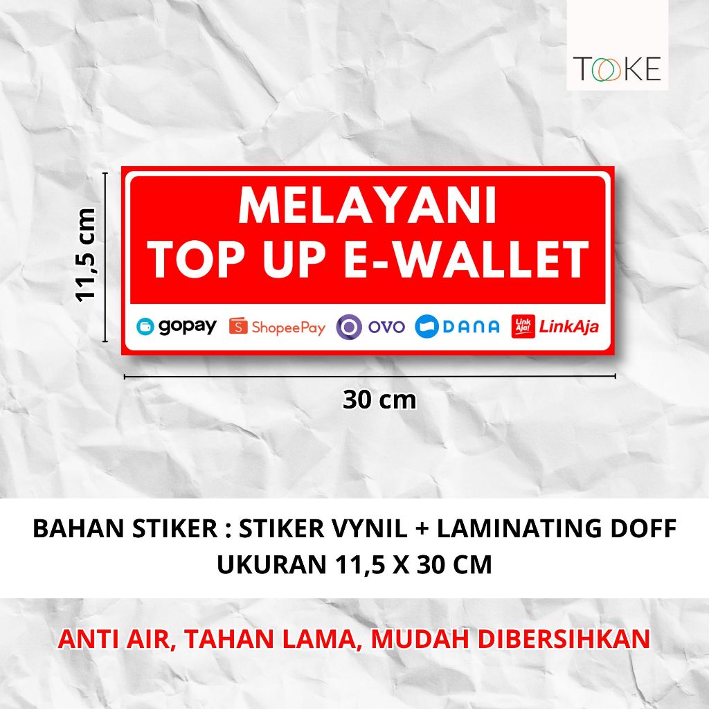 STIKER TOP UP E-WALLET VINYL / STIKER IS PULSA DAN TOP UP E-WALLET by.TOOKE