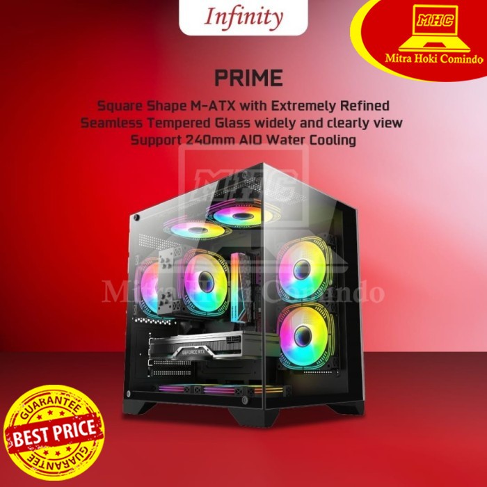 CASING PC GAMING MURAH / CASING KOMPUTER INFINITY PRIME BLACK 3 FAN RGB PC CASE