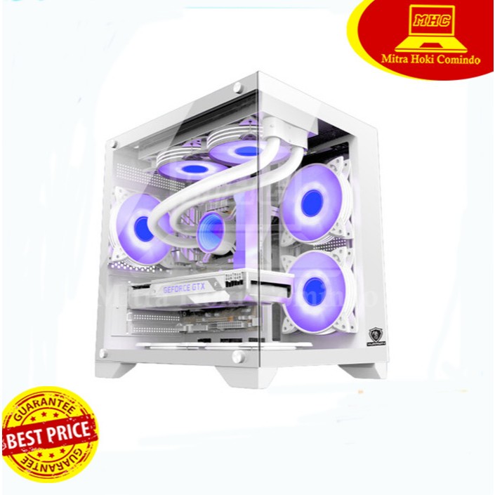 CASING PC VURRION CASING KOMPUTER GAMING VURRION AQUARIST WHITE 5 FAN RGB PC CASE