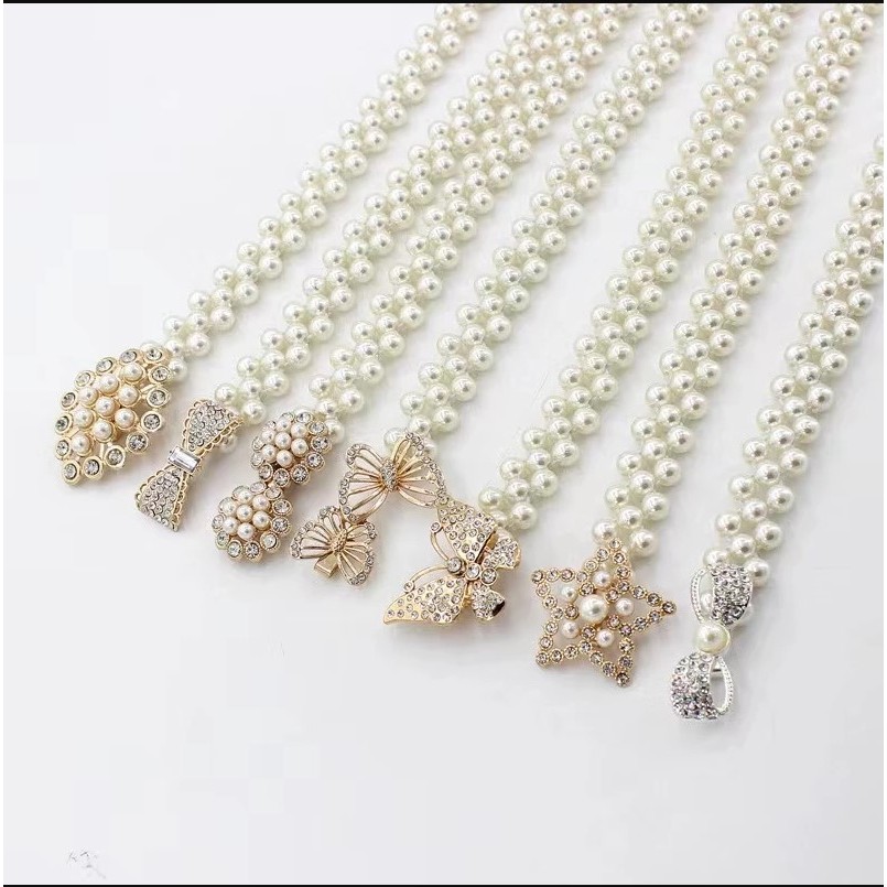 J13 Ikat Pinggang Wanita Full Mutiara Women Pearl Belt