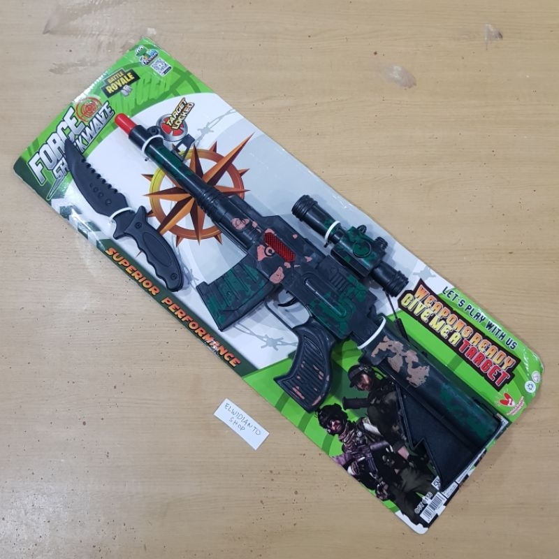 mainan anak force shockwave senapan perang tentara laras panjang pisau komando army gun