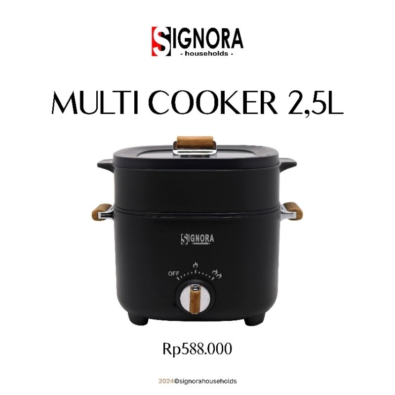 New Multi Cooker Signora 2,5 Liter / Panci Listrik 3 in 1 Steamer Rebus Kukus Tumis