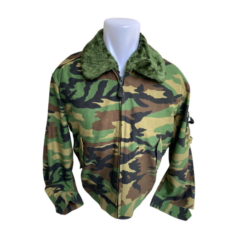 Jaket Bomber Pilot ECWCS Kerah Sherpa Loreng Woodland Vintage ROKA Korea Army (1)
